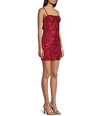 B. Darlin Pattern Sequin Bow Back Bodycon Dress