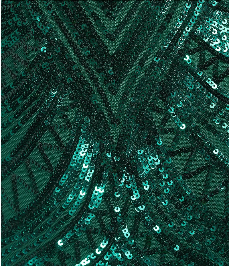 B. Darlin Patterned Sequin Double Spaghetti Strap Sweetheart Neck Lace Up Back Dress
