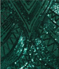B. Darlin Patterned Sequin Double Spaghetti Strap Sweetheart Neck Lace Up Back Dress