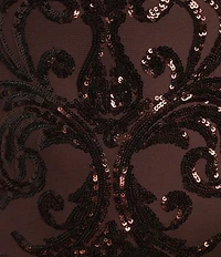 B. Darlin Patterned Sequin Lace Up Back Bodycon Dress