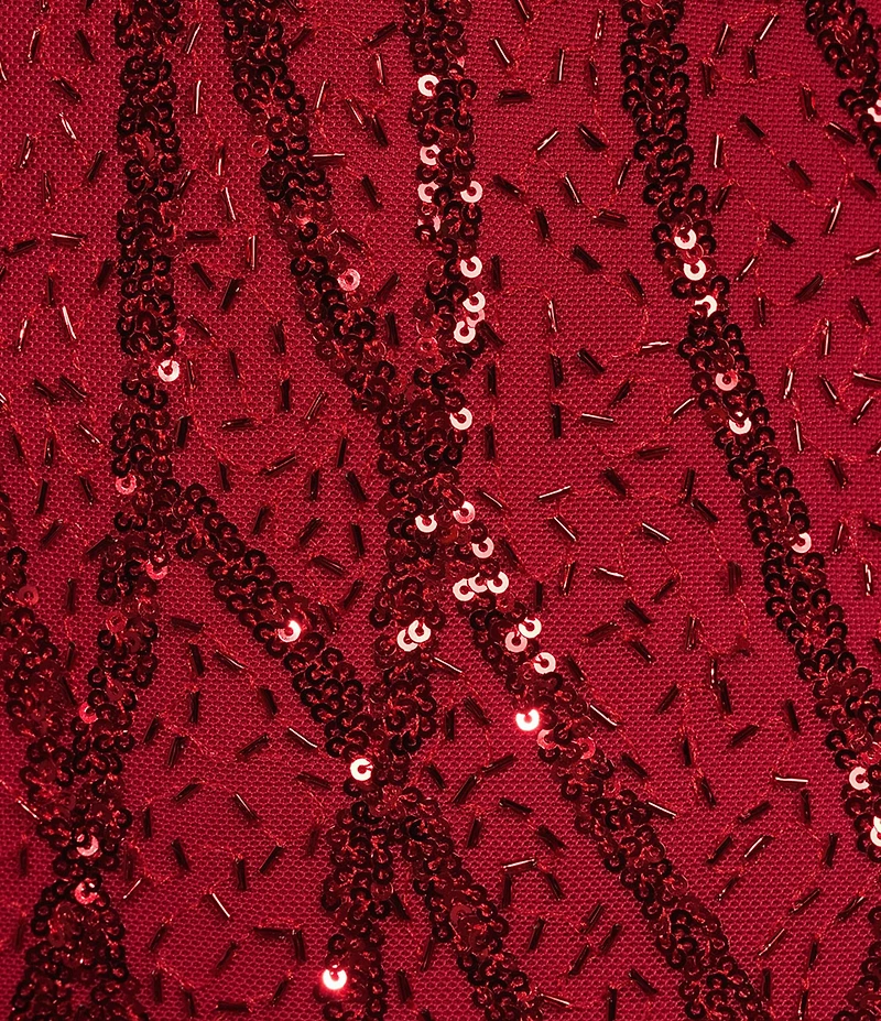B. Darlin Patterned Sequin V-Neck Tie Back Bodycon Dress