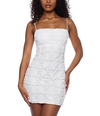 B. Darlin Patterned Sleeveless Straight Neck Bodycon Dress