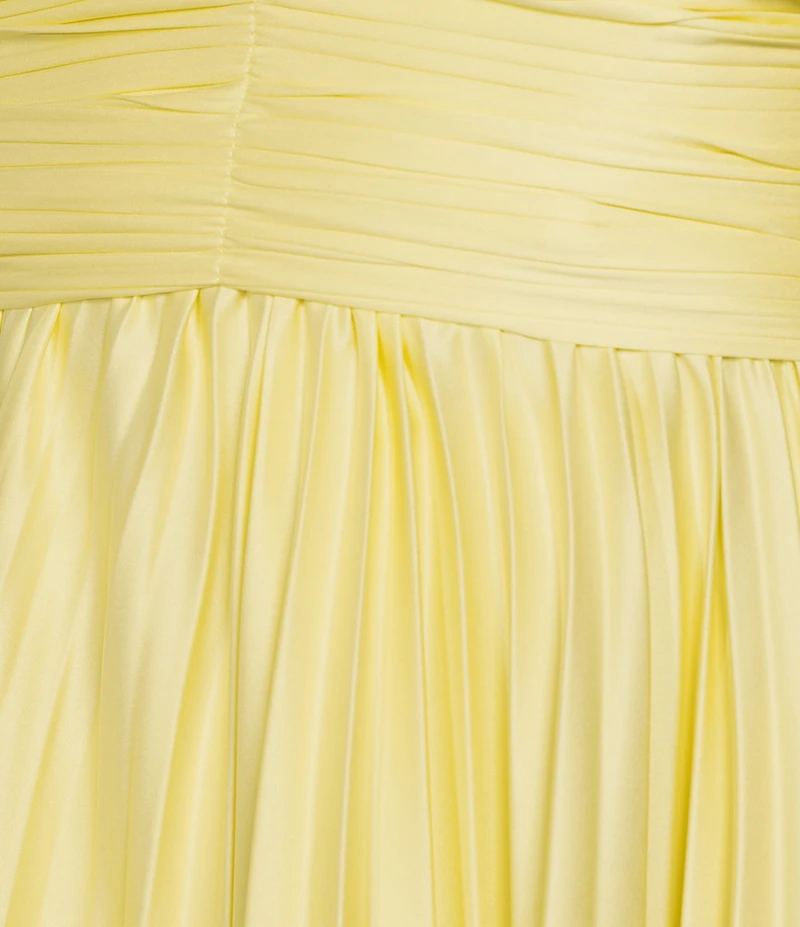 B. Darlin Pleated Strapless Sweetheart Neck Scarf Lace Up Back Maxi Dress