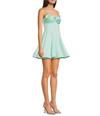 B. Darlin Pleated Sweetheart V-Neck Party Dress