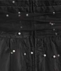 B. Darlin Plus Size Faux Pearl V-Neck Ruffle Dress