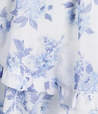 B. Darlin Plus Size Floral Printed Sweetheart Neck Tie Shoulder Tiered Ruffle Dress