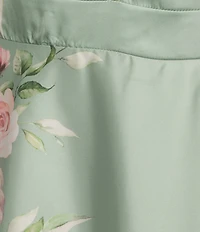 B. Darlin Plus Size Floral Printed V-Neck Lace Up Back Dress