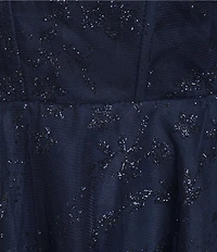 B. Darlin Plus Size Glitter Mesh Tie Shoulder Sweetheart Neck A-Line Dress