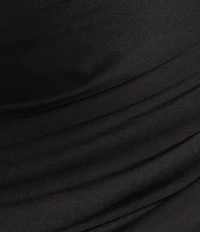 B. Darlin Plus Size Off The Shoulder Drape Neck Bustier Bodice Faux Wrap Dress