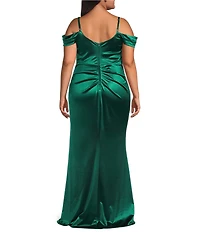 B. Darlin Plus Size Off The Shoulder Spaghetti Strap Cowl Neck Bustier Dress