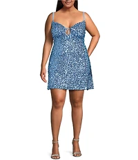 B. Darlin Plus Size Sequin Sleeveless Tie-Back Bodycon Dress