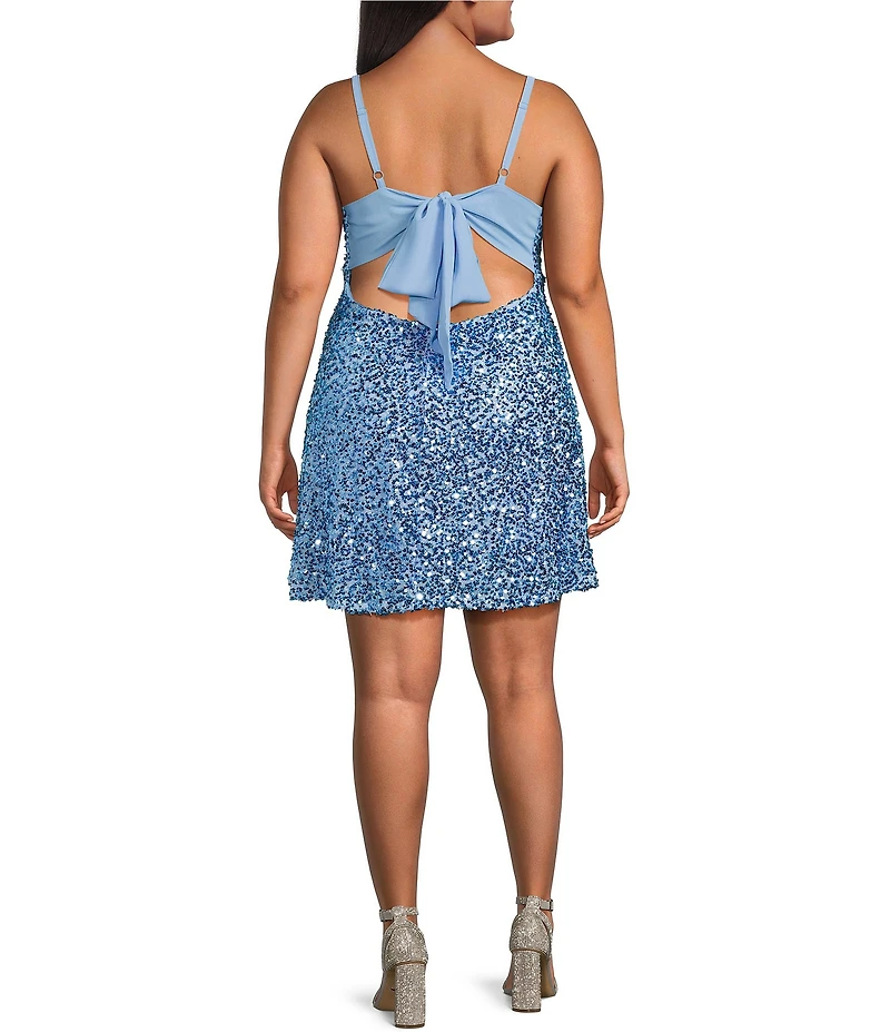 B. Darlin Plus Size Sequin Sleeveless Tie-Back Bodycon Dress