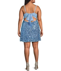 B. Darlin Plus Size Sequin Sleeveless Tie-Back Bodycon Dress