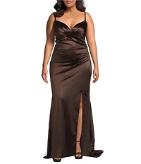 B. Darlin Plus Size Sweetheart Neck Shirred Godet Inset Dress