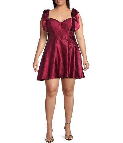 B. Darlin Plus Size Tie Shoulder Bustier Side Slit Dress