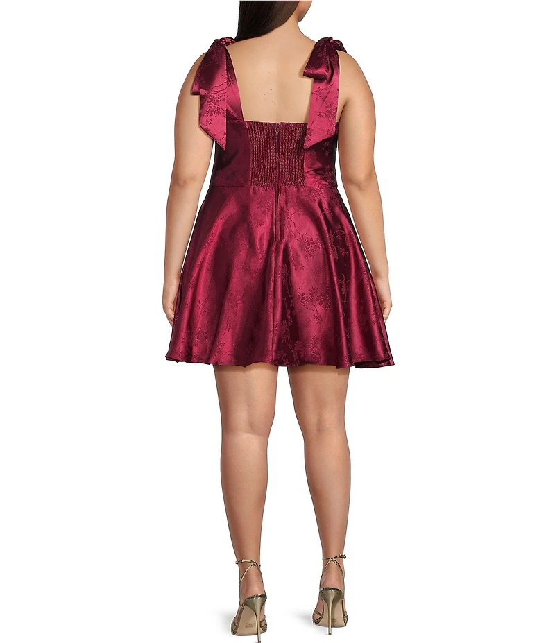 B. Darlin Plus Size Tie Shoulder Bustier Side Slit Dress