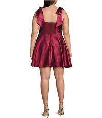 B. Darlin Plus Size Tie Shoulder Bustier Side Slit Dress