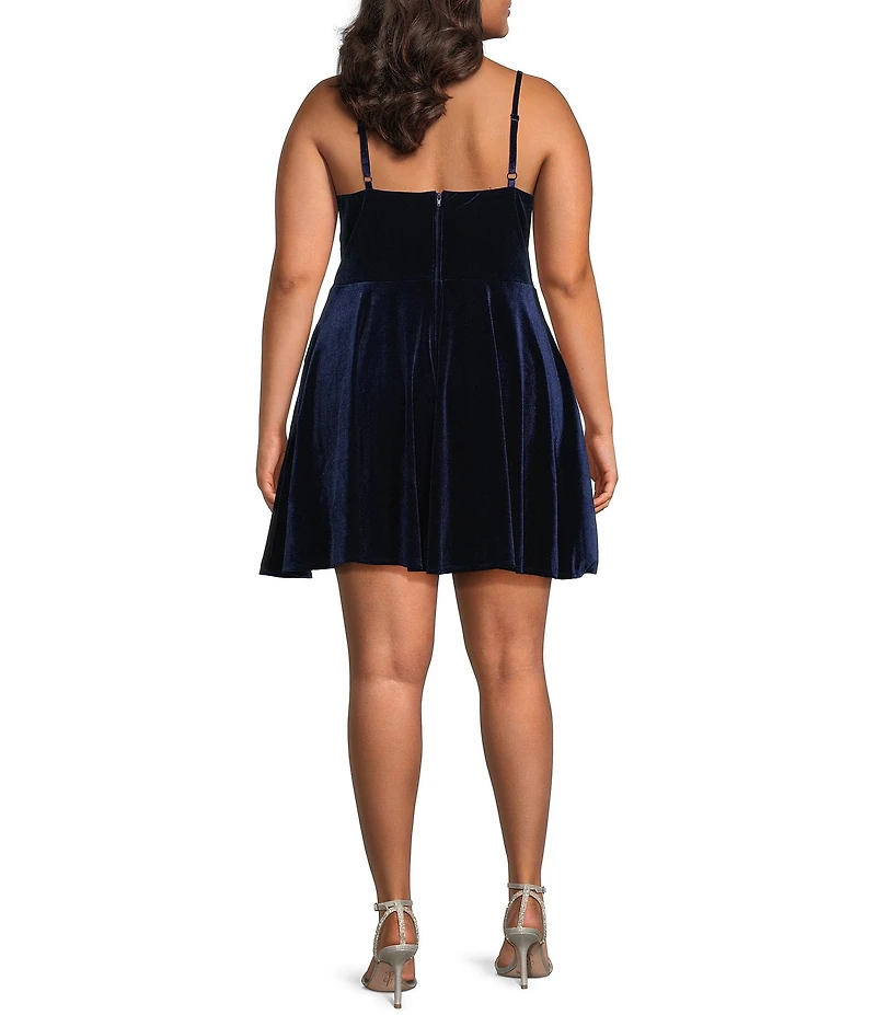 B. Darlin Plus Size Velvet Bustier Bodice Skater Dress