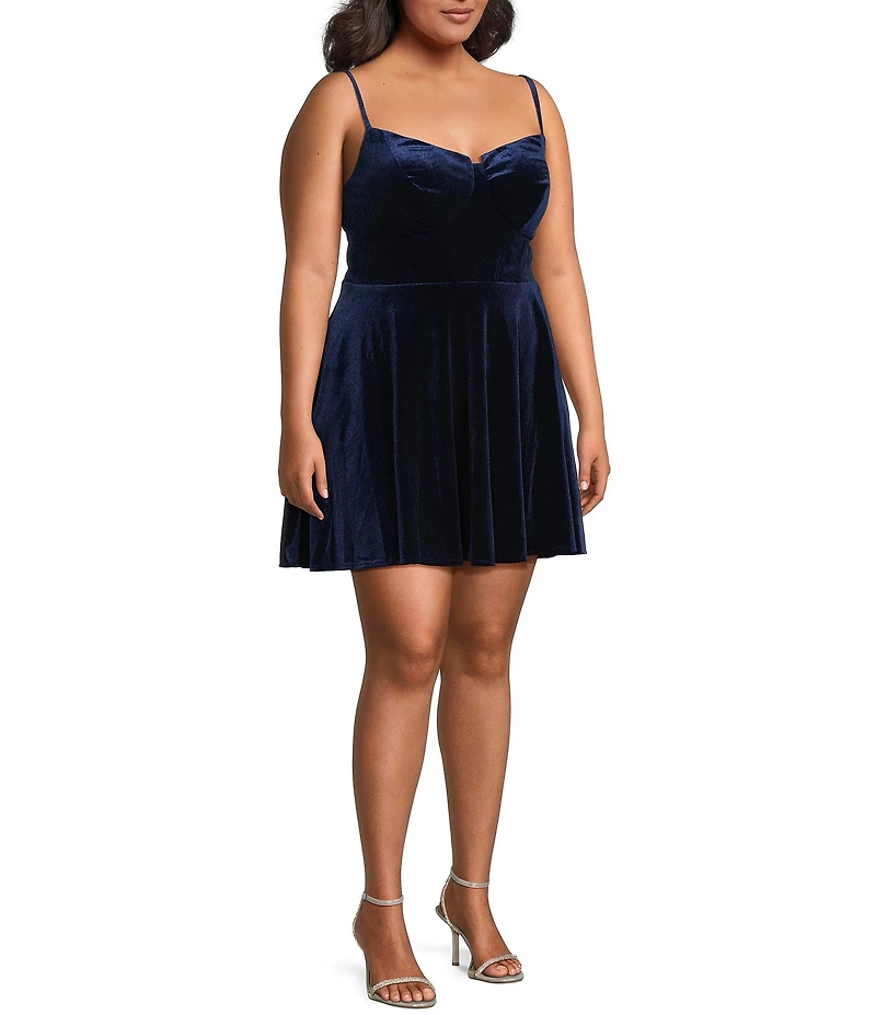B. Darlin Plus Size Velvet Bustier Bodice Skater Dress