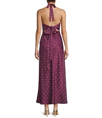 B. Darlin Polka Dot Halter Neck Tie Back Maxi Dress