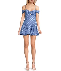 B. Darlin Polka Dot Print Off The Shoulder Bubble Hem Dress