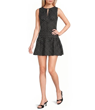 B. Darlin Polka Dot V-Neck Front Tie Ruffle Dress