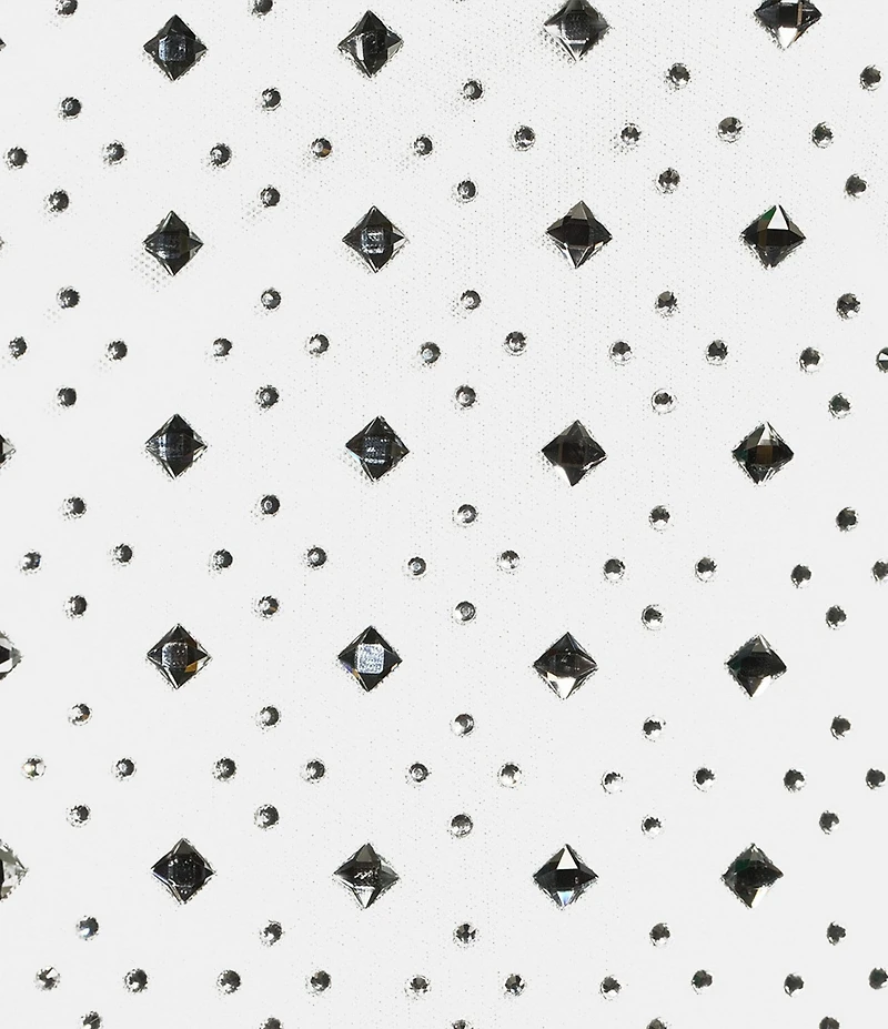 B. Darlin Power Mesh Allover Rhinestone Long Sleeves Square Neck Dress