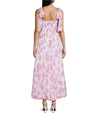 B. Darlin Printed Chiffon Sweetheart Neck Ruffle Dress