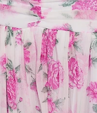 B. Darlin Printed Chiffon Sweetheart Neck Ruffle Dress