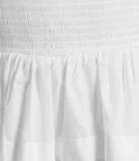 B. Darlin Puff Short Sleeve Square Neck Smocked Skater Skirt Dress