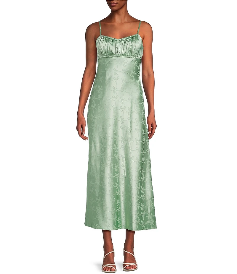 B. Darlin Satin Bow Printed Jacquard Midi Dress