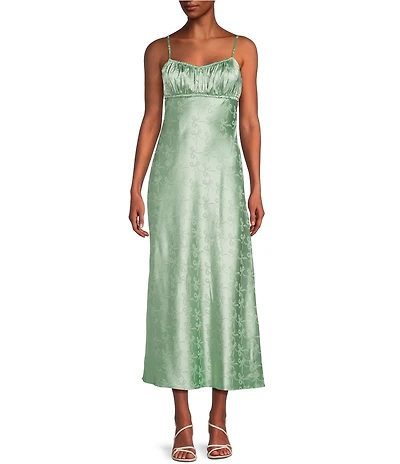 B. Darlin Satin Bow Printed Jacquard Midi Dress