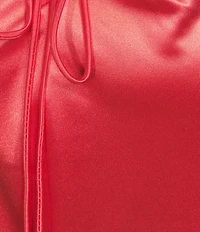 B. Darlin Satin Cowl Neck Shirred Lace-Up Back Long Dress