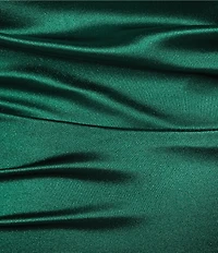 B. Darlin Satin Cowl Neck Shirred Lace-Up Back Long Dress