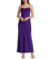B. Darlin Satin Drape Neck Criss Cross Back Midi Dress