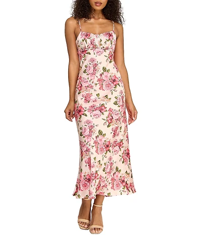 B. Darlin Satin Floral Printed Midi Dress