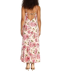 B. Darlin Satin Floral Printed Midi Dress