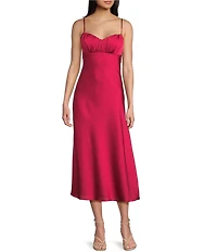 B. Darlin Satin Shirred Bust Midi Dress