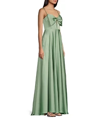 B. Darlin Satin Spaghetti Strap Bow Detail Bubble Dress