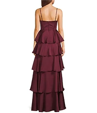B. Darlin Satin Spaghetti Strap Emma Ruffle Skirt Dress