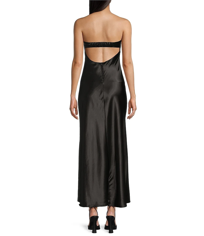 B. Darlin Satin Strapless Bow Front Dress