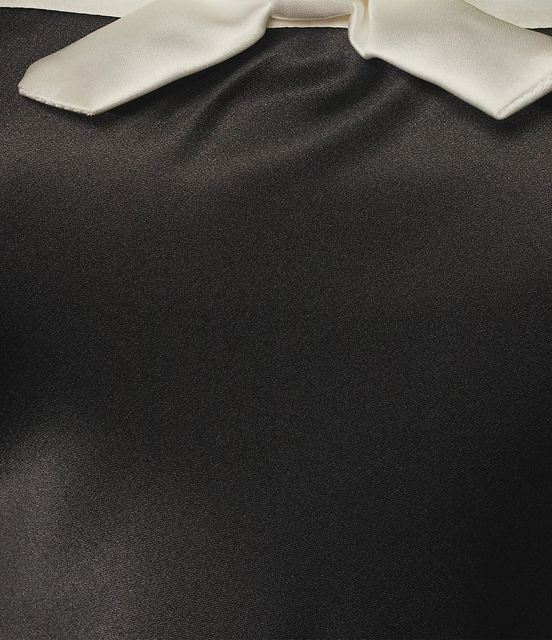 B. Darlin Satin Strapless Bow Front Dress
