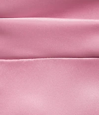 B. Darlin Satin Strapless Pleated Cowl Neck Lace Up Bow Back Dress