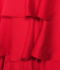 B. Darlin Satin Sweetheart Neck Stone Embellished Illusion Corseted Bodice Tiered Ballgown