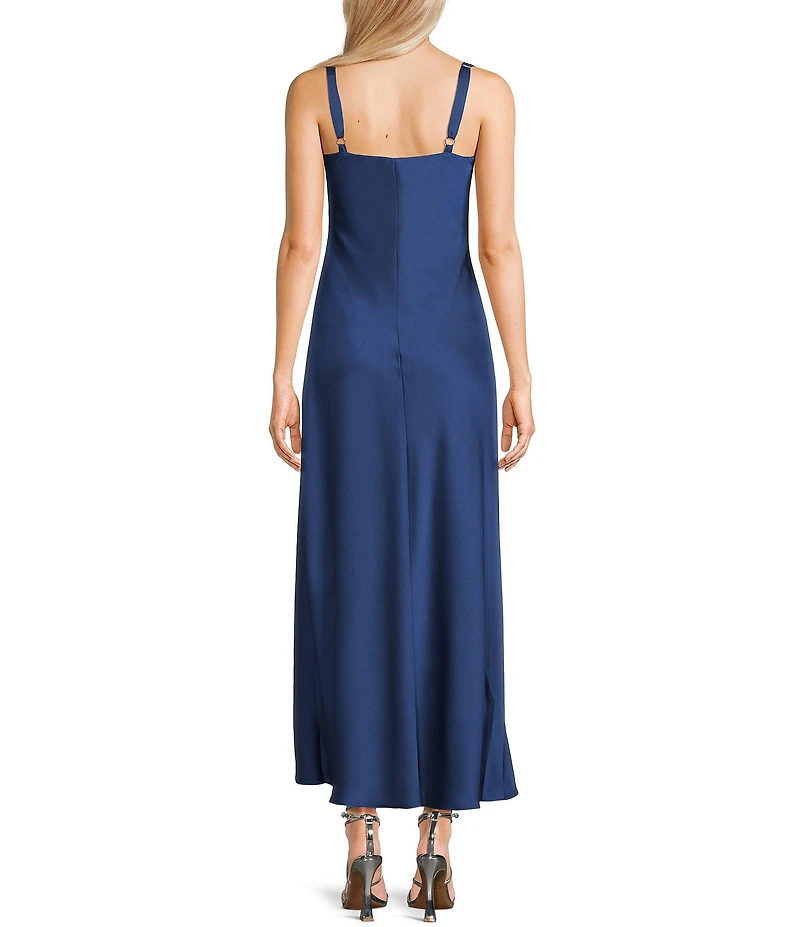 B. Darlin Satin V-Neckline Long Dress