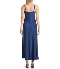 B. Darlin Satin V-Neckline Long Dress