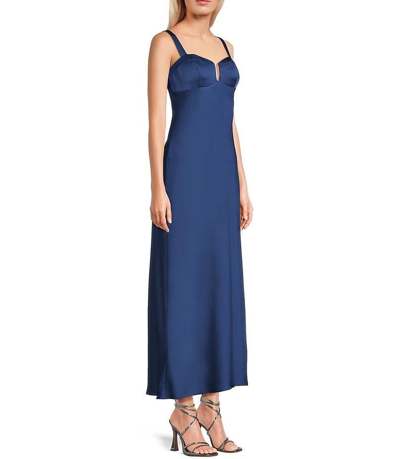 B. Darlin Satin V-Neckline Long Dress