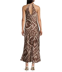 B. Darlin Scarf Palm Printed Halter Maxi Dress
