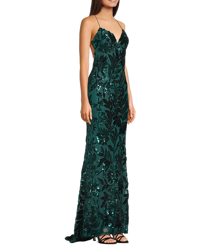 B. Darlin Sequin Embellished V-Neck Dress