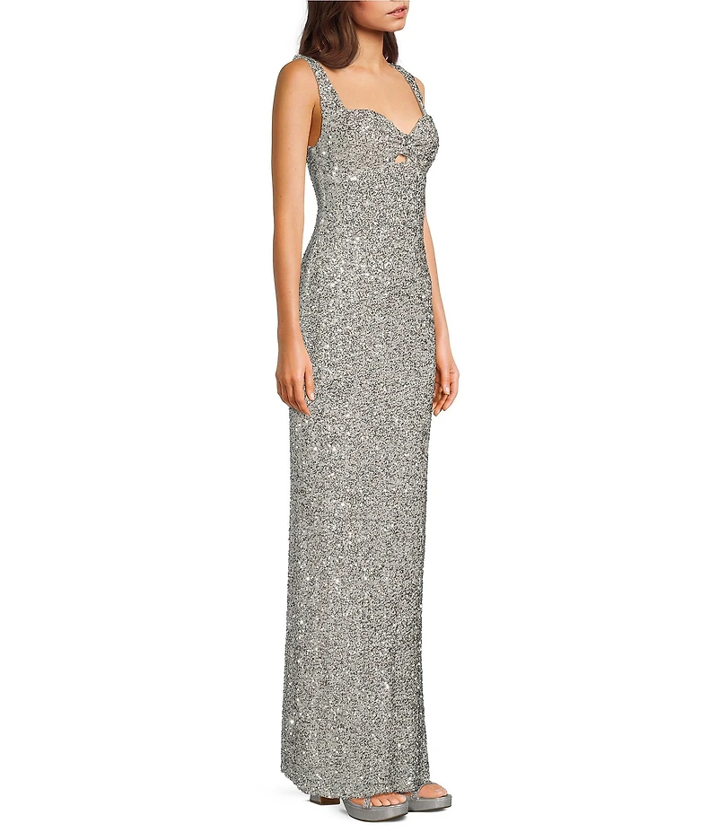 B. Darlin Sequin Keyhole Front Fitted Dress